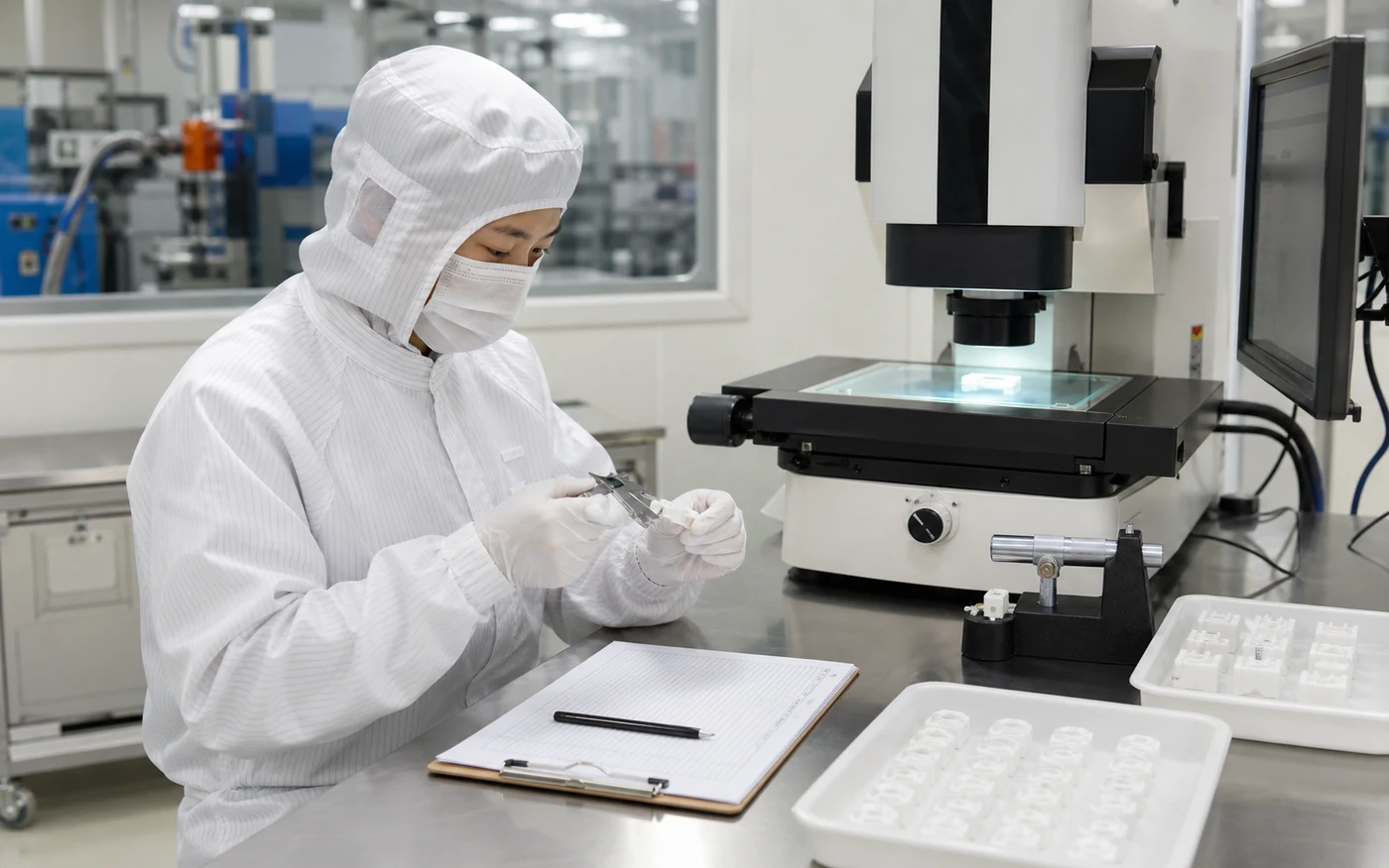 Quality inspection of cleanroom injection molded plastic parts