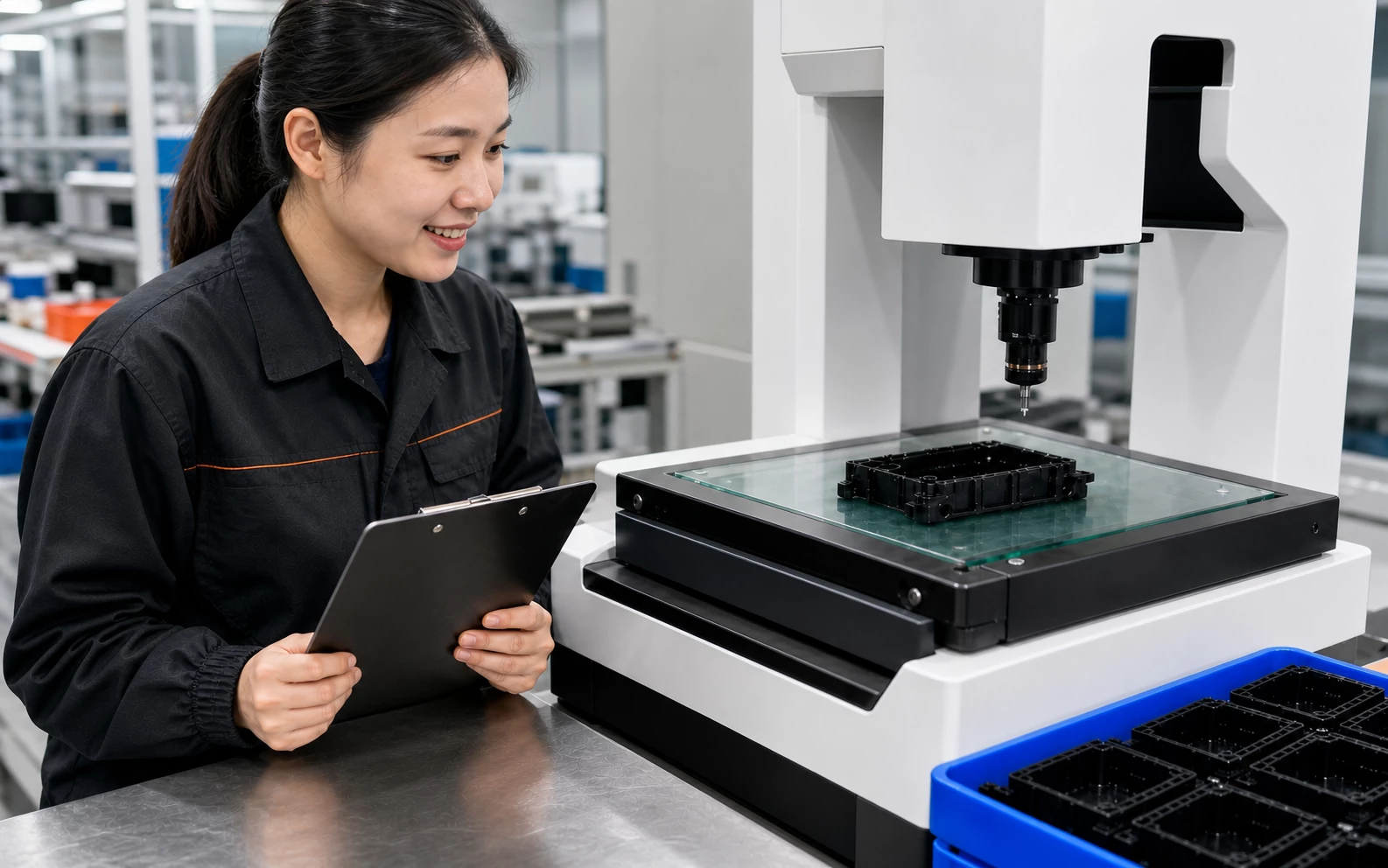 Optical dimensional inspection of an engineering plastic injection molded housing