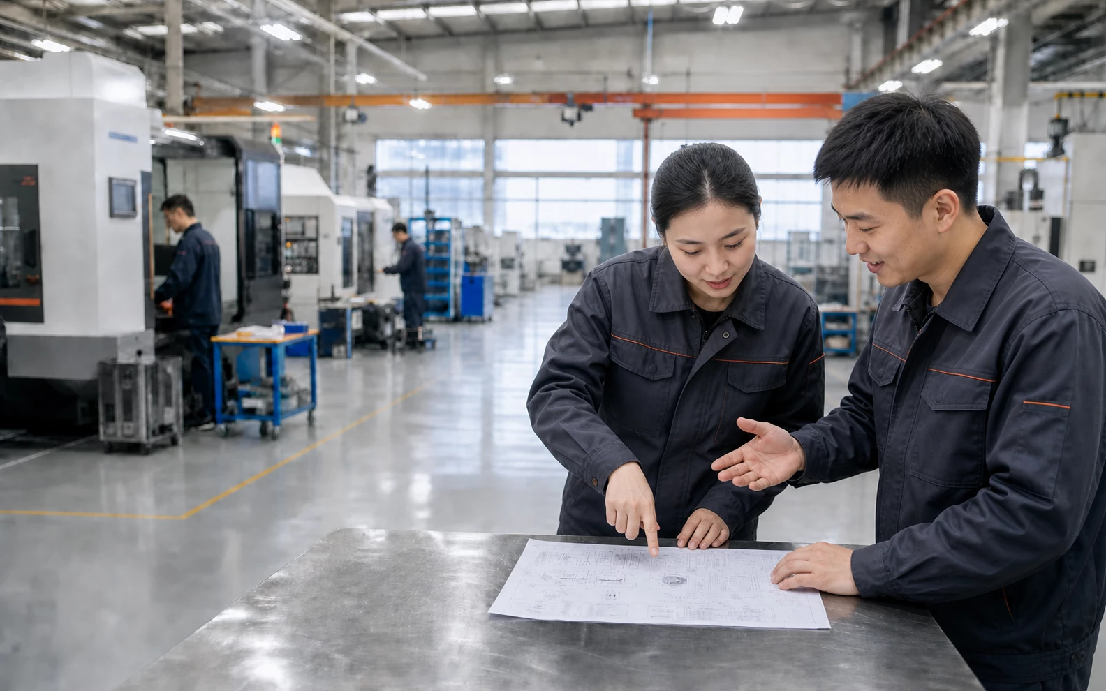 Vicmold injection molding engineers reviewing production drawings