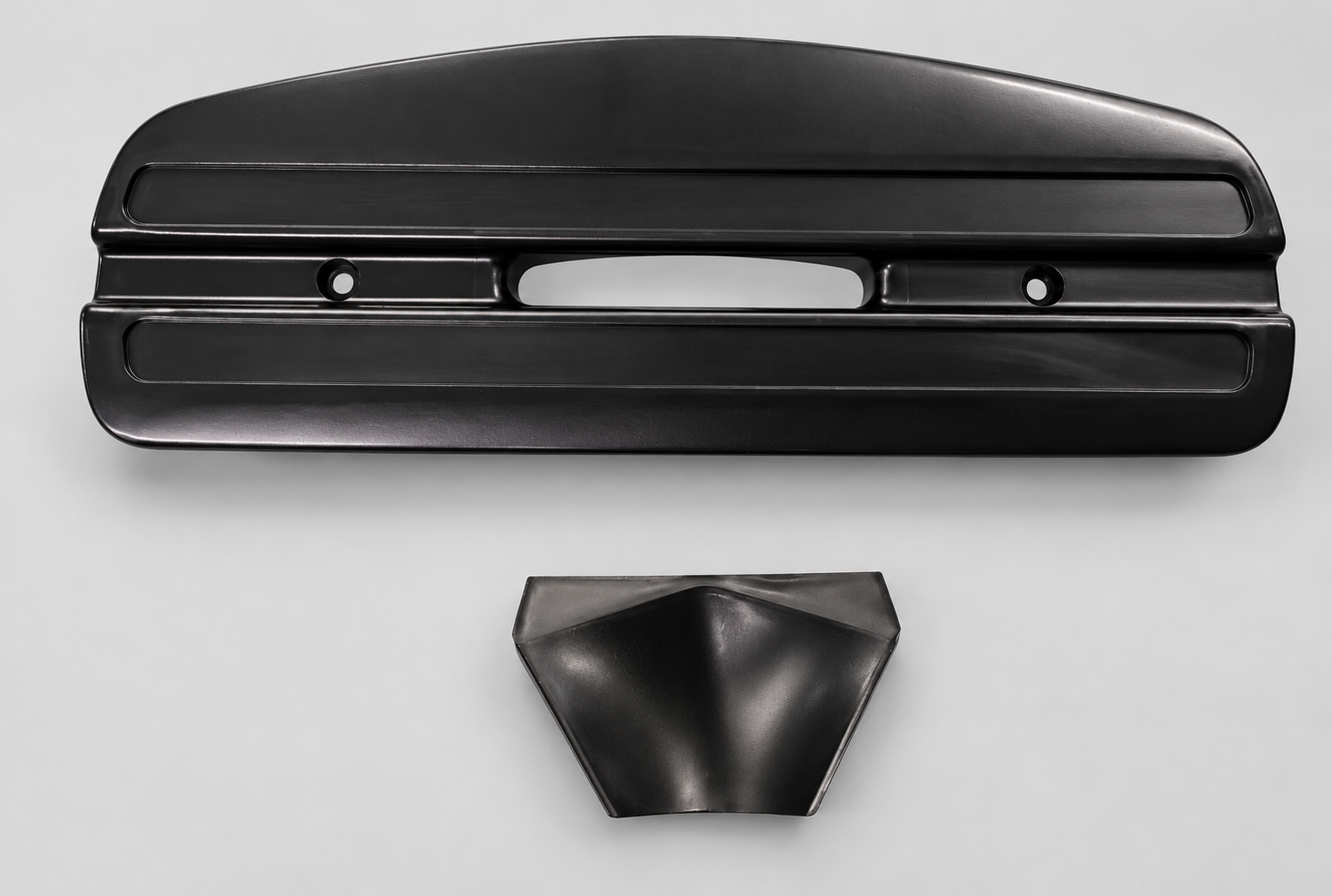 Finished black injection molded trim components